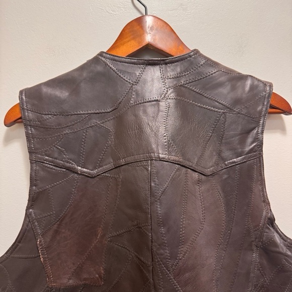 Boutique of Leathers Brown Patchwork Leather Vest Size 38 Medium - Picture 7 of 14